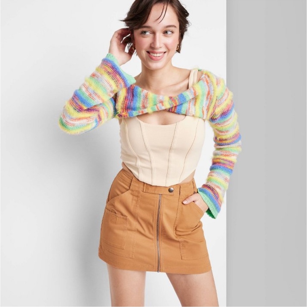 Brown Cargo Mini Skirt